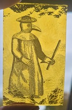 Stained Glass PlagueDoctor medieval kiln fired amber glass piece window fragment