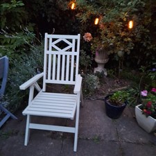 IKEA BONDHOLMEN Reclining chair, outdoor/ indoor, foldable white