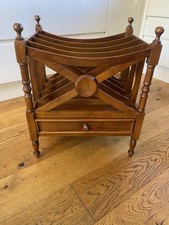 Vintage Solid Wood Canterbury Magazine Rack Storage Holder With Drawer