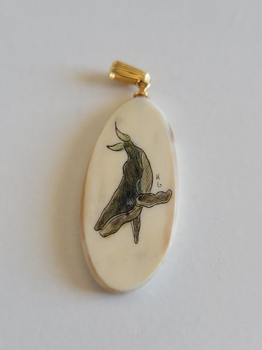 Vintage whale scrimshaw - vintage,