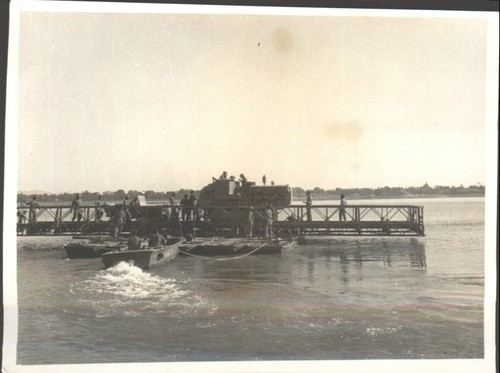 Military pontoon bridge - military,