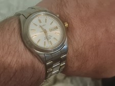 Seiko Kinetic Day/Date Mens Watch. 5m43-0f30. Steel. Double Ticking