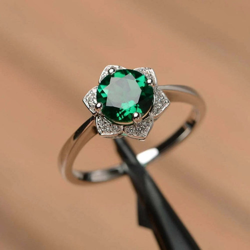 2ct round cut green emerald - green,