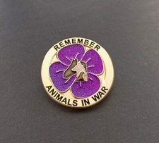 PURPLE REMEMBRANCE GLITTER  - ANIMALS - REMEMBRANCE BADGE - GOLD       (P14)