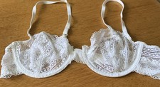 Good Condition M&S Pretty Sheer Non Padded UnderWired Bra White 36A