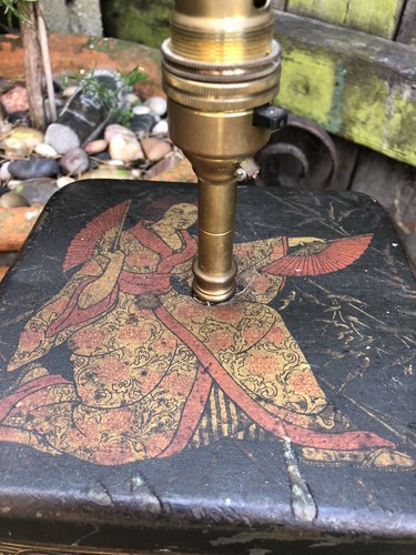 Tea tin table lamp - , vintage