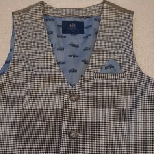 Next Boys Waistcoat And Tie Set, 9 Years,  Houndstooth, Blue Racing Car Lining
