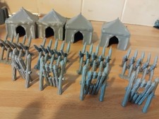 28 mm scale camp  4 tents 4 stakes and 4 archer  implements 