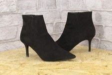 BLACK FAUX SUEDE HIGH HEEL ANKLE BOOTS SIZE 5 / 38 WIDE FIT BY FAITH USED