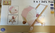Wooden Dolls Pram Brand New Boxed