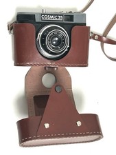 Cosmic 35 Vintage 35mm Camera Soviet / Russian Brown Leather Case 1950s Retro