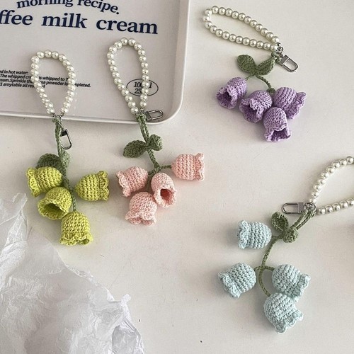 Wool crocheted key chain - wool,