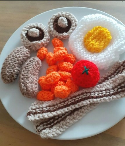 Hand knitted big breakfast - knitted,
