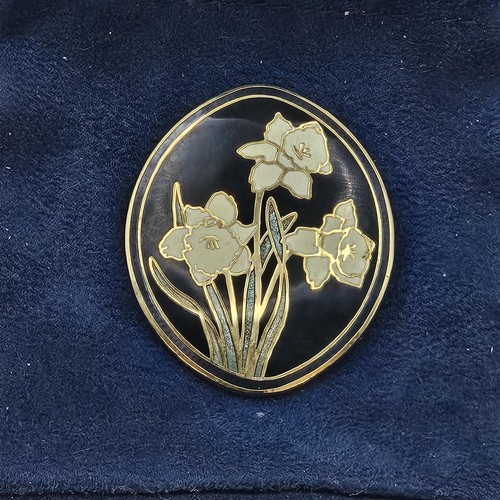Vintage enamel signed flower