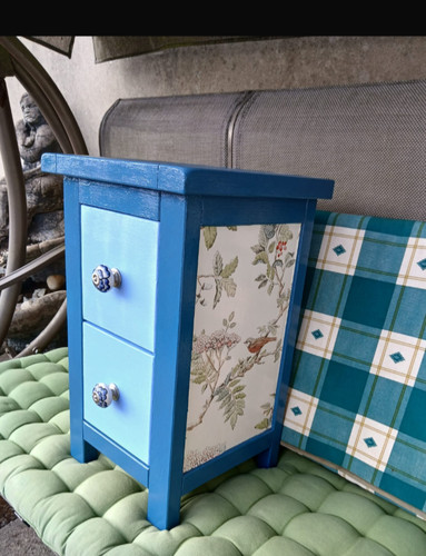 Newly upcycled blue bedside