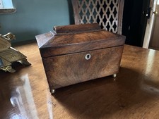 Antique Regency 1850s Rosewood Sarcophagus Tea Caddy 
