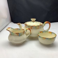 Grindley Chameleon Tea Set  Teapot, Milk Jug & Sugar Bowl - 1933 - Art Deco