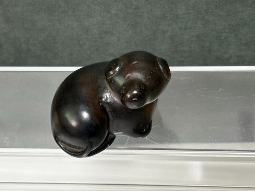 Dog netsuke wood carving 5 - netsuke,