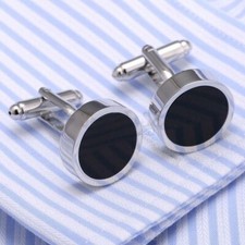 Men's Black Cufflinks Silver