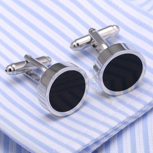 Men black cufflinks silver - black,