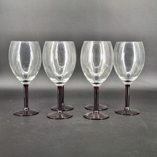 Vtg 6 Black Stemmed Wine