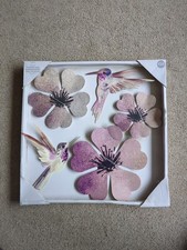 next - Metal Flowers and Hummingbird Wall Plaques