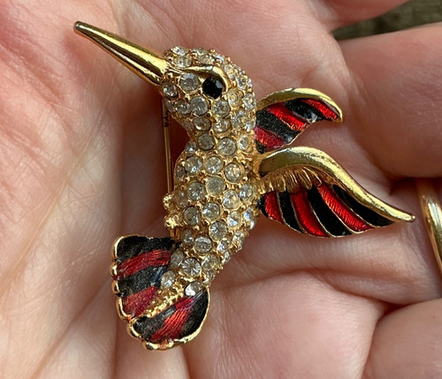 Vintage humming bird brooch - vintage,