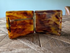 Antique Faux Tortoiseshell Celluloid & Gold Metal Cigarette/Calling Card Case