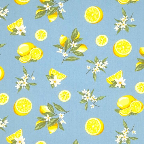 Lemon cotton fabric print - cotton, rose