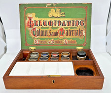Winsor & Newton illuminating Mahogany Artist Paint Box with contents Victorian
