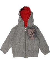 NIKE Baby Boys Graphic Zip Hoodie Sweater 9-12 Months Grey Cotton AJ42