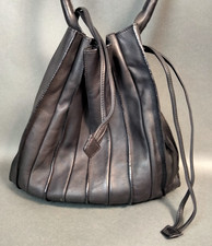 Lupo Black Pleated Leather Shoulder Bag Medium Size With Coin Purse Attchd EW/SA