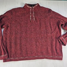 Vintage Woolrich Lambswool Ruby Heather Red 1/4 zip Jumper XL