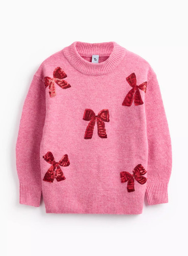 Girls pink sequin bow - girls,