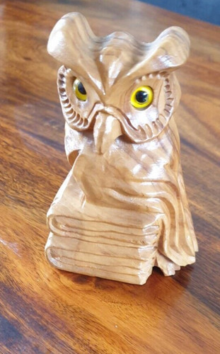 Carved wooden owl ornament - owl,