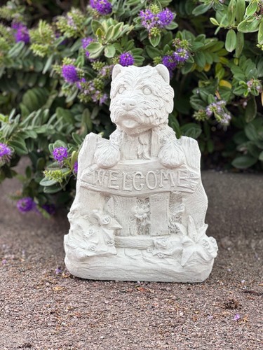 Concrete yorkie dog figurine - concrete,