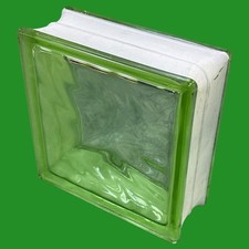 Green wavy glass block - green,