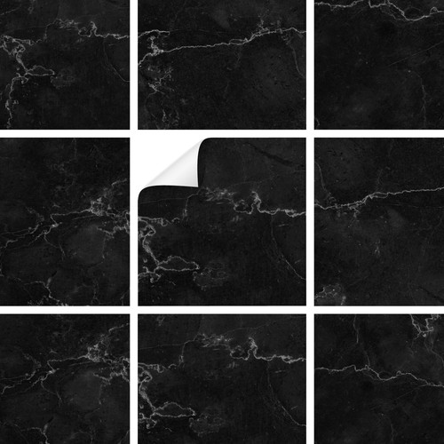 Tile stickers marble black - , set
