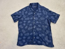 Polo Ralph Lauren Shirt Mens XL Classic Fit Pineapple Palm Tree Indigo Linen