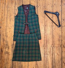 Vintage Welsh Woolens Tabard Jacket & Skirt Suit Size S-M