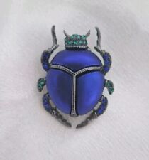 Blue Scarab Beetle Rhinestone Insect Brooch Pin Vintage Inspired Jewellery Gift
