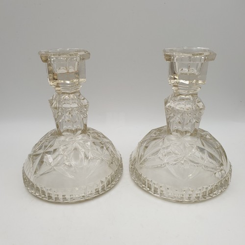 Pressed glass candlesticks - pressed,