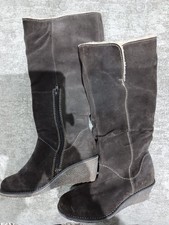George Asda Ladies Brown Suede  Calf Length Wedged Boots Size 4 New Defects