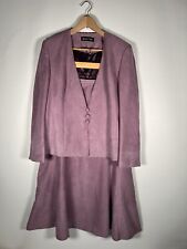 Ladies Jacques Vert UK 16 Jacket Skirt Suit 2pc Outfit Faux Suede Effect Purple