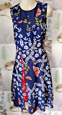 Ted Baker Jennesa Kyoto Gardens Faux Wrap Navy Blue Butterfly Floral Dress VGC
