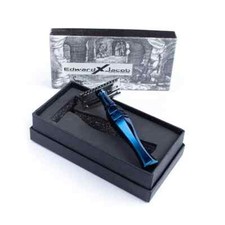 EXJ Heavy Duty Double Edge Safety Razor - Clean & Perfect Edges, Blue Finish