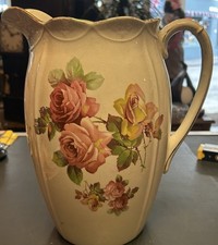 Large Vintage Ceramic Jug With Flower Pattern