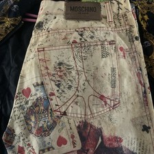 Vintage Moshino Cream Graffiti Card Jeans