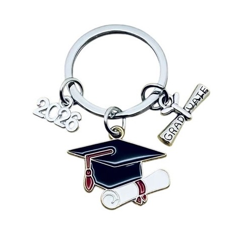 Graduation keyring with - , mortar