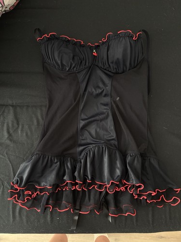 Black and red lace lingerie - black,